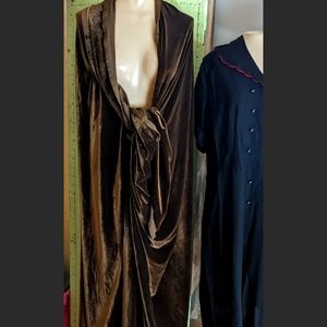 Brown Velvet Stretch Fabric Home Decor Clothing Vintage 86x64